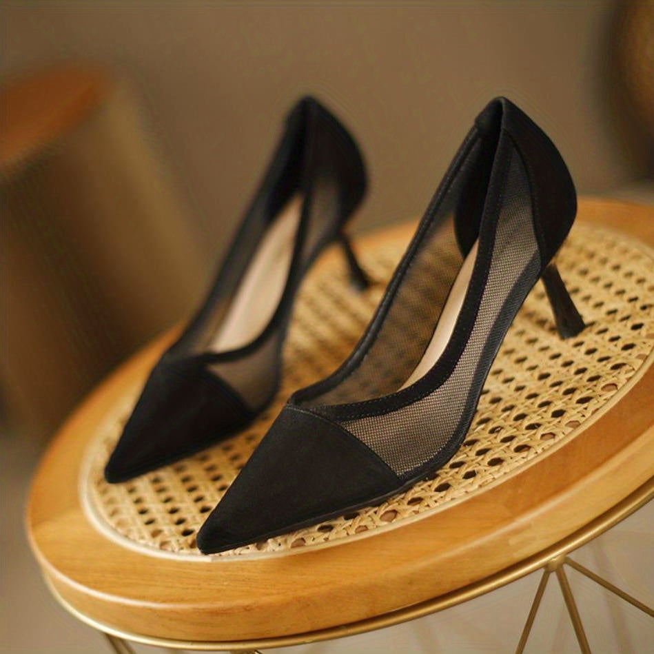 Women's Mesh Stiletto Heels Slip On Pumps