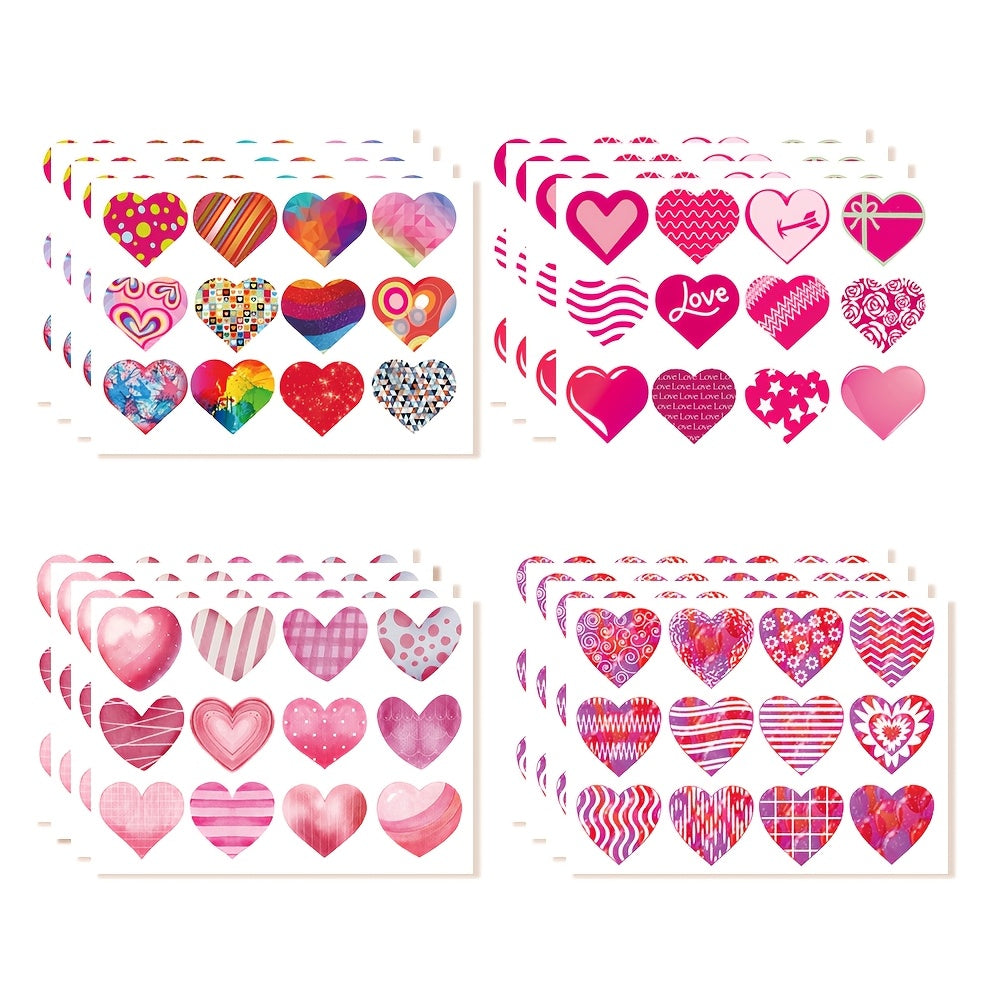 4pcs Valentine's Theme Heart Stickers Self Adhesive Decals for Party Decorations