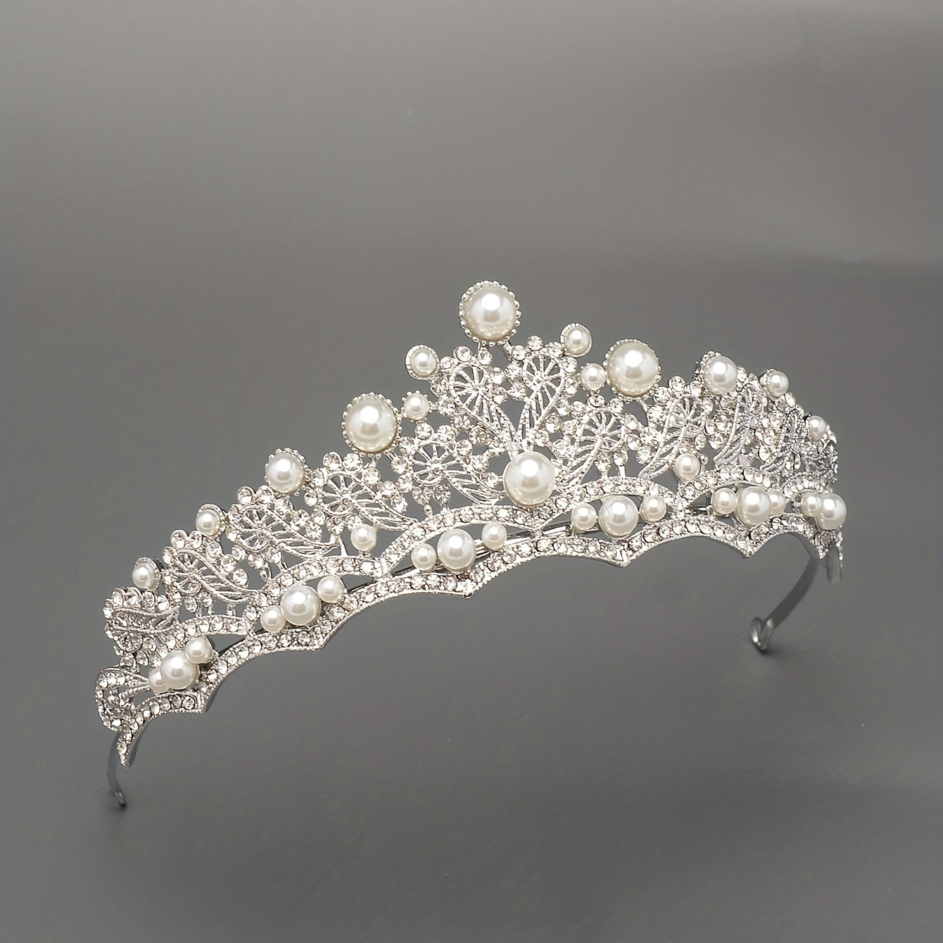 Bridal Tiara Headband Faux Pearl Rhinestone Crown