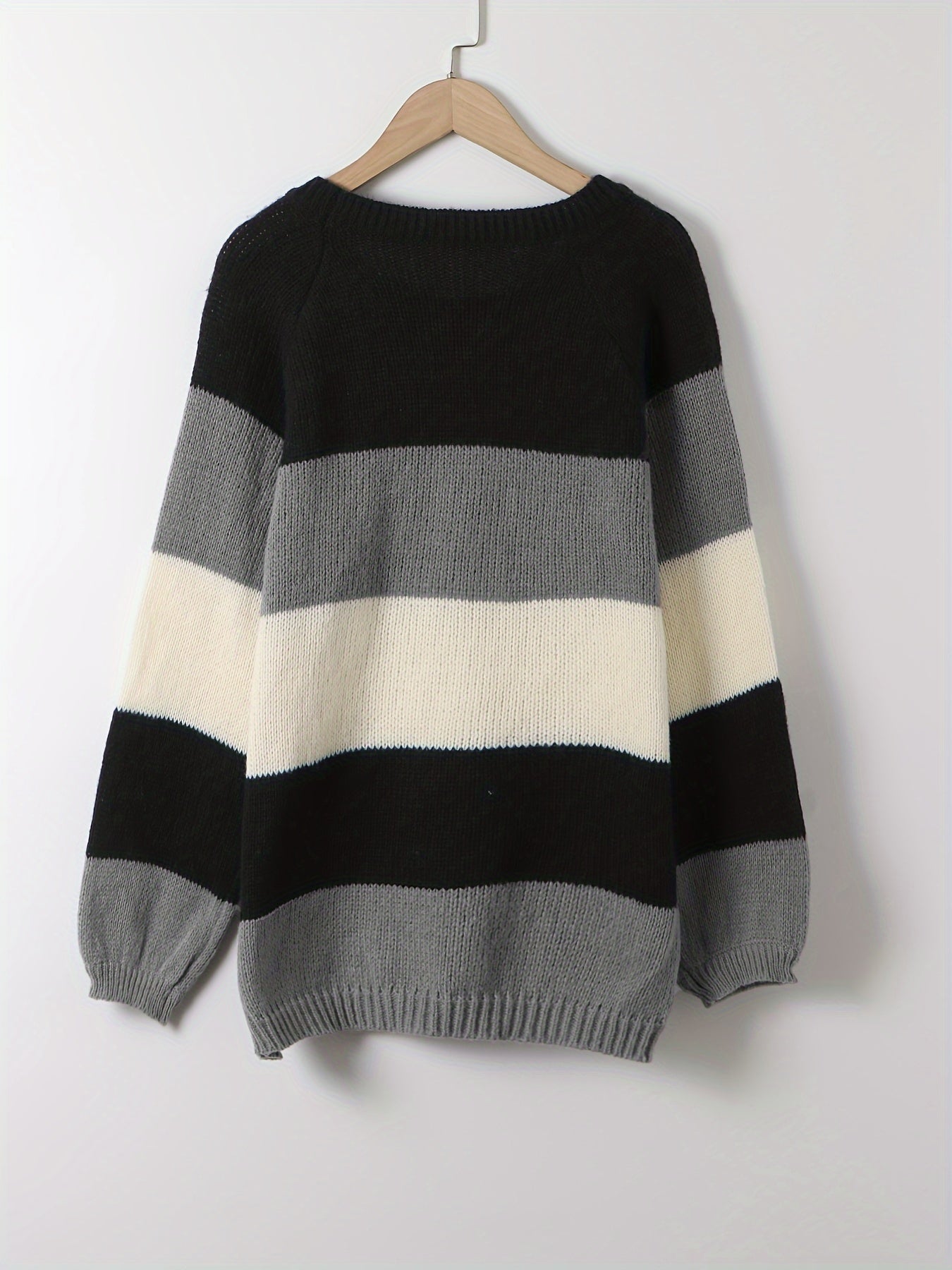  Colorblock Sweater Round Neck Jumper