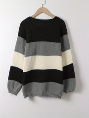  Colorblock Sweater Round Neck Jumper