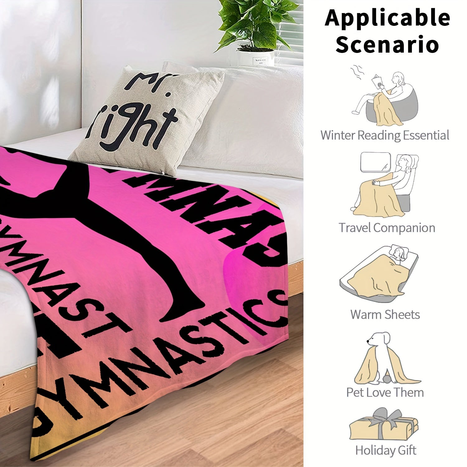 Gymnastics Pattern Blanket Soft Warm Ultra Fine Throw Blanket