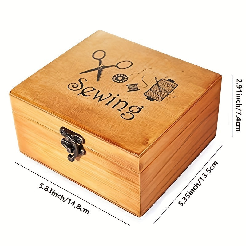 Wooden Sewing Kit Box For Adults with Accessories