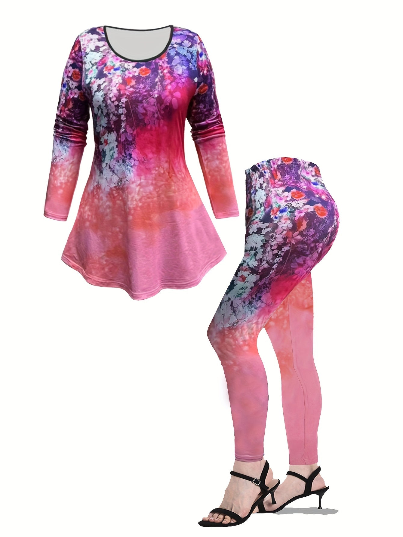 Painting Print Tee & Leggings Set