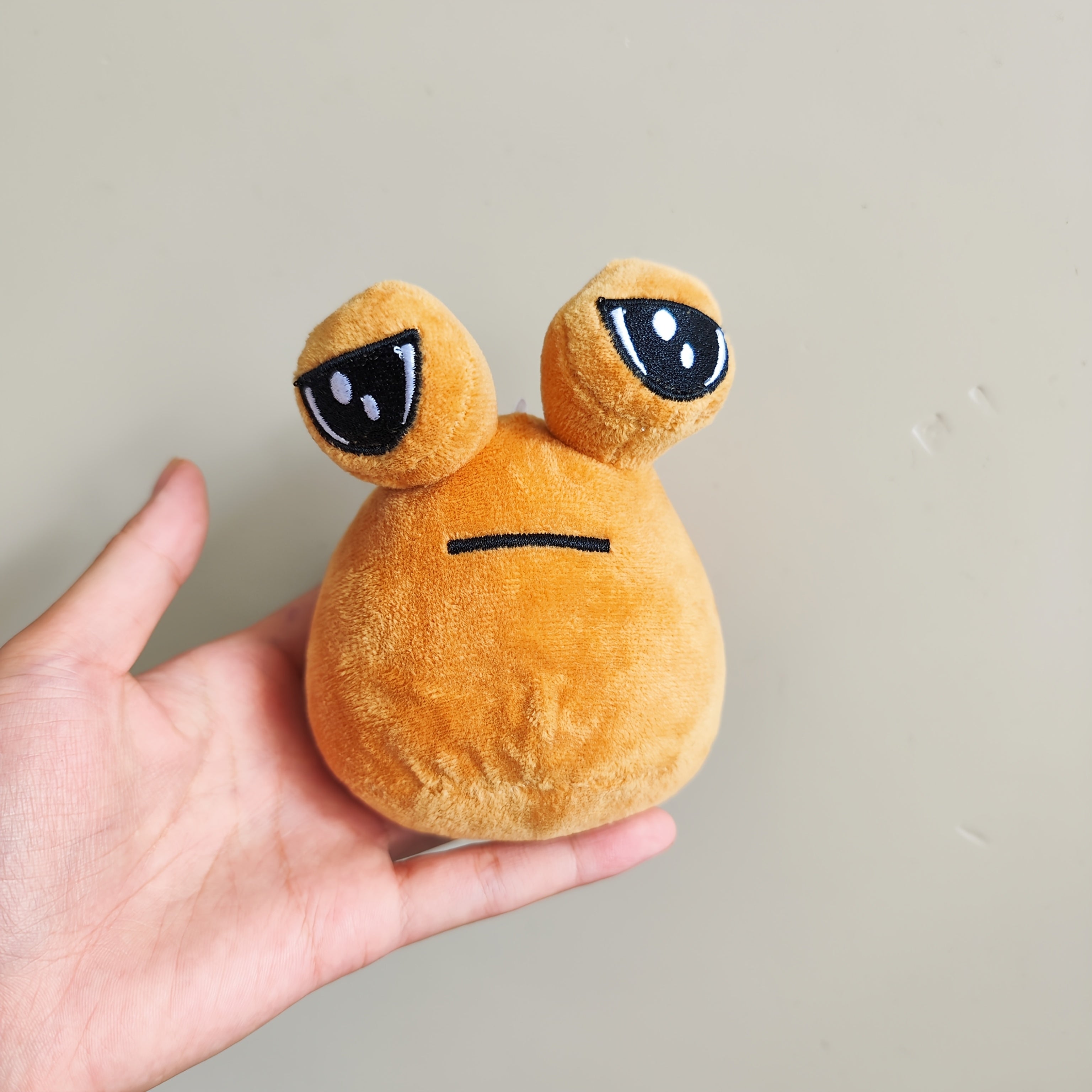 Small My Pet Alien Pou Plush Toy Light Brown Stuffed Plushie