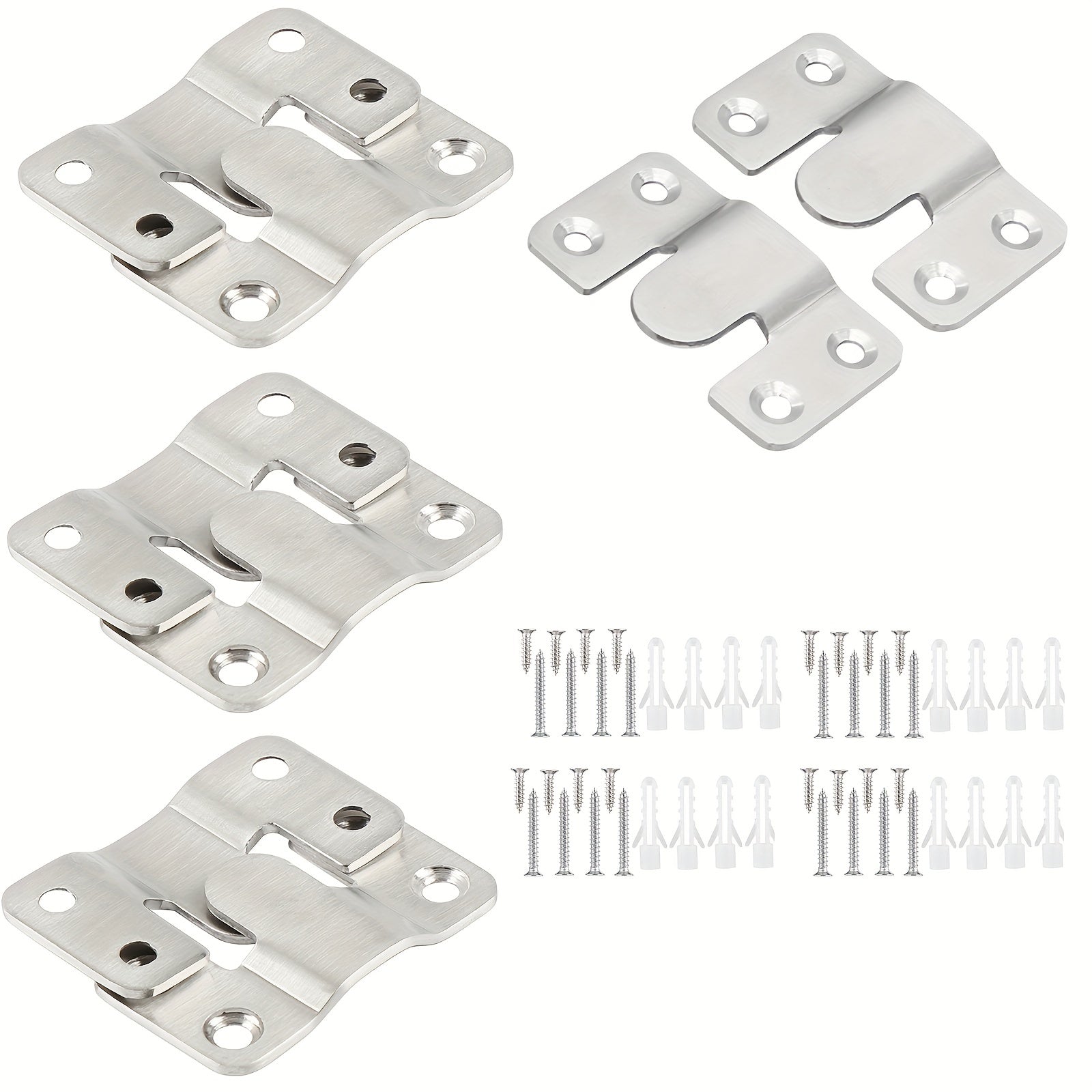 Flush Mount Bracket Set Stainless Steel for Mirror Photo Shelf Cabinet