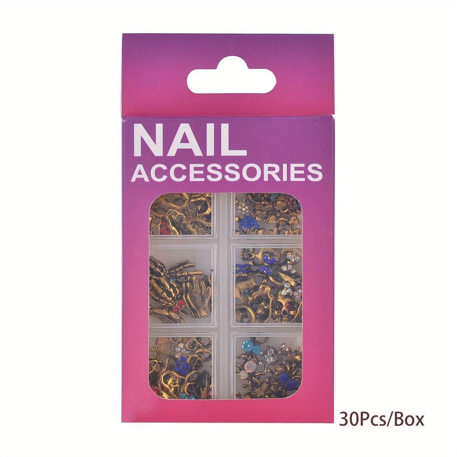 Halloween Nail Art Charms Kit with Rhinestones 3D Retro Metal Gems