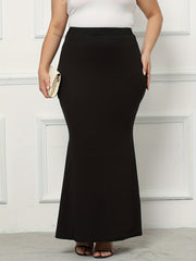  Solid High Rise Bodycon Long Mermaid Maxi Skirt