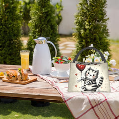 Cat Print Insulated Lunch Bag Reusable Thermal Food Container Leak Proof Cooler