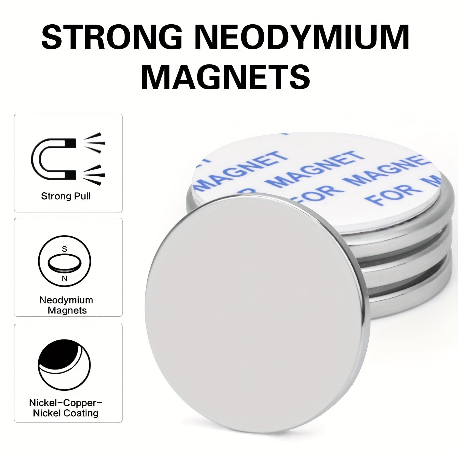 4Pcs Neodymium Disc Magnets Adhesive Backing Fridge DIY Crafts Board