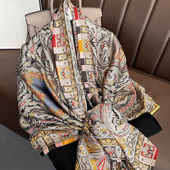 Paisley Print Silk Scarf Outdoor Sunscreen Shawl Head Wrap Hijab