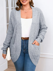 Women's Plus Size Open Front Cardigan with Pockets