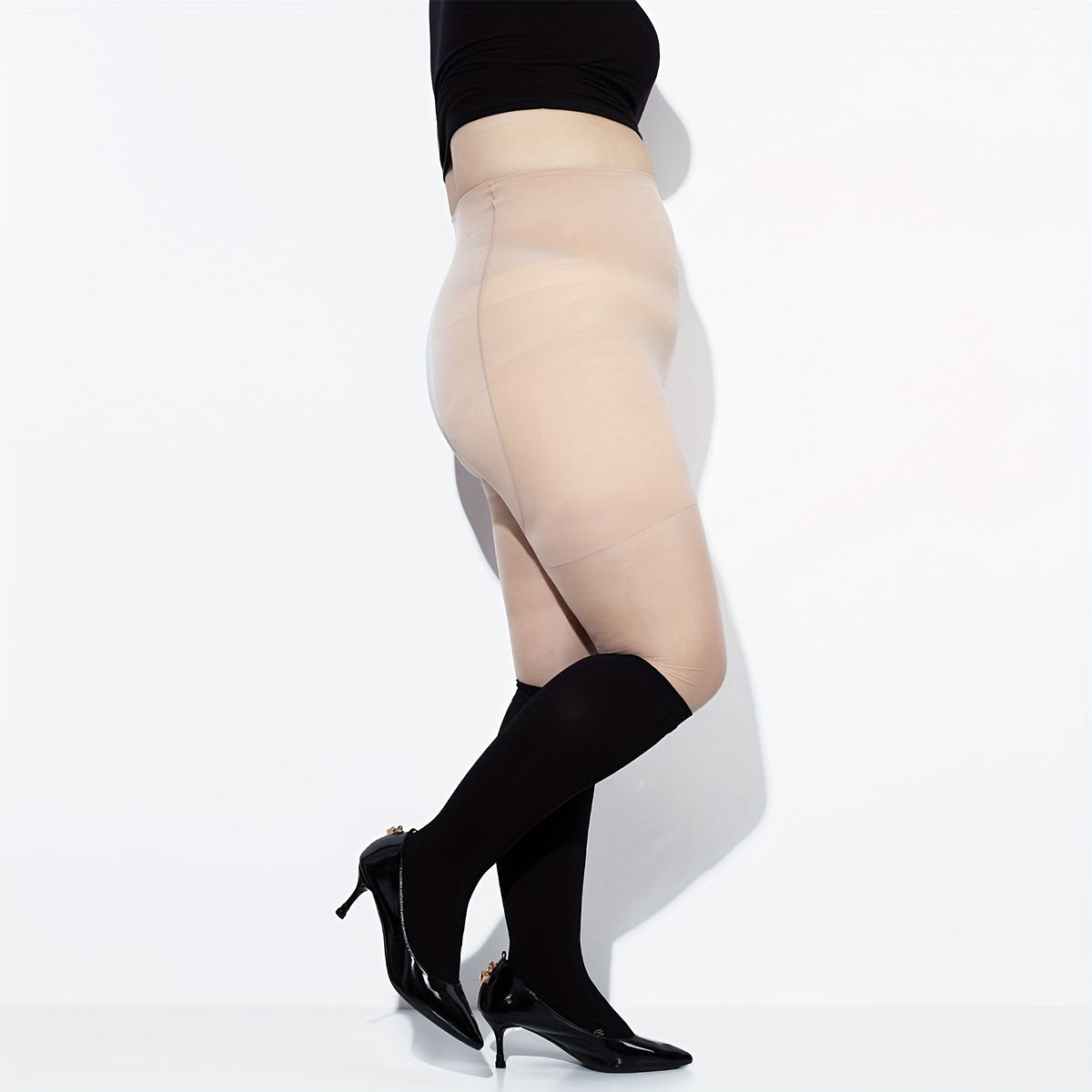  Colorblock Cat Pattern Tights Anti-hook Elastic Waist Footed Tights