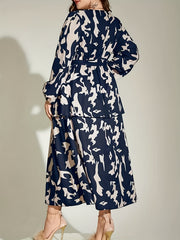 Casual Lantern Sleeve Layered Dress With Belt