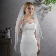 Double Layer Rhinestone Bridal Veil Wedding Accessory for Ladies Church