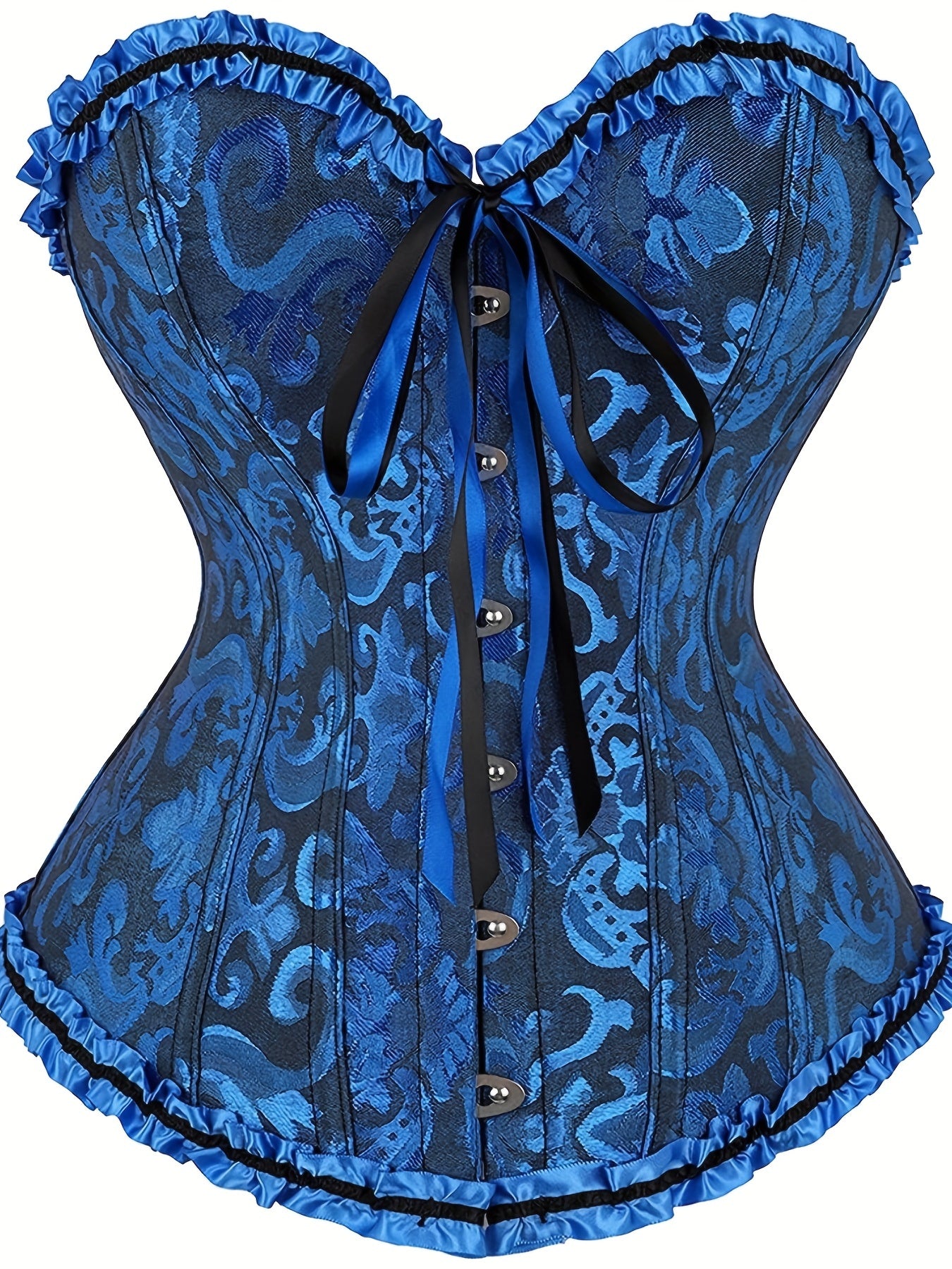 Strapless Corset Bustier Tummy Control Lace Up Jacquard Body Shaper