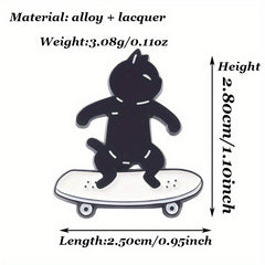 Cartoon Skateboard & Cat Brooch Silk Scarf Buckle Lapel Pin