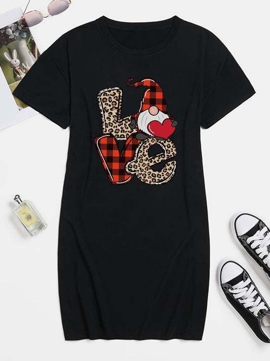 Women's Plus Graphic Print Short Sleeve Tee Dress
