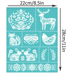 2pcs Folk Art Self Adhesive Silk Screen Printing Stencil