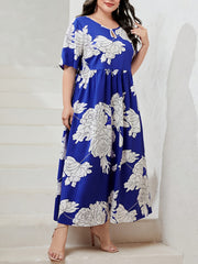 Floral Print Plus Size Kaftan Maxi Dress