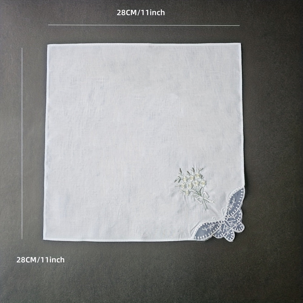 3pcs Flower Embroidered Handkerchief Wedding Supplies