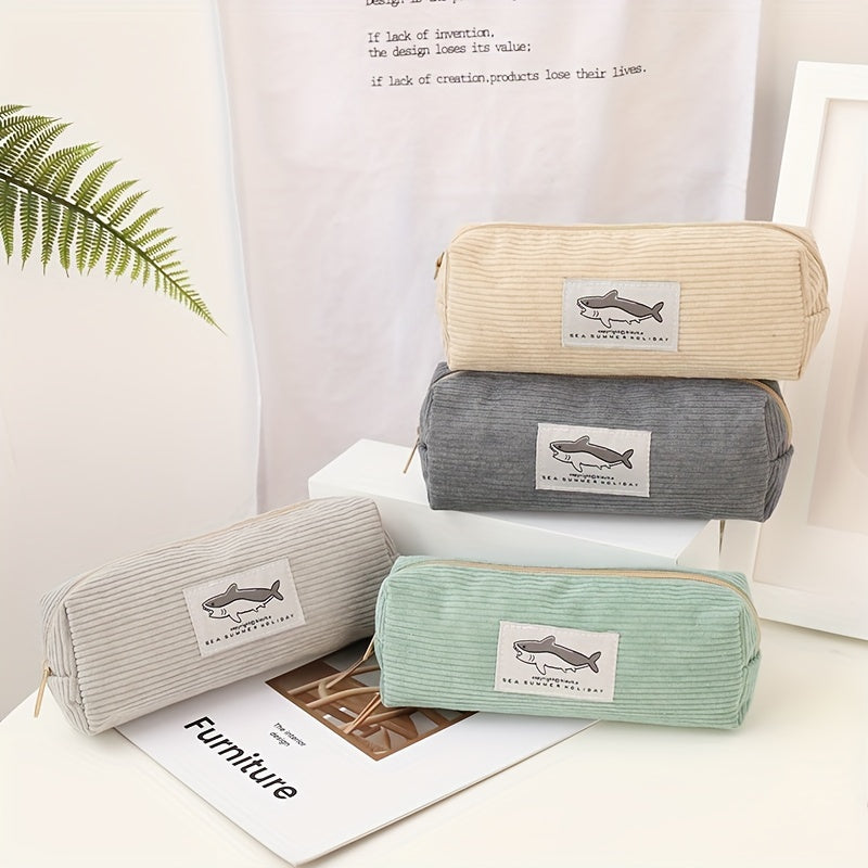 Cartoon Corduroy Pencil Case Organizer