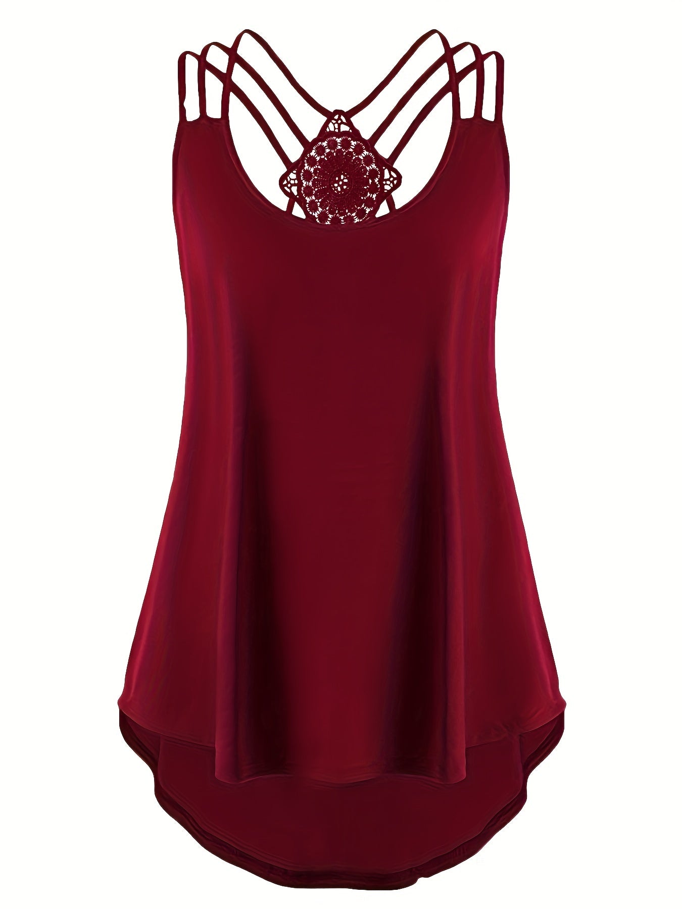  Lace Criss Cross Cami Top Women's Plus Casual Top
