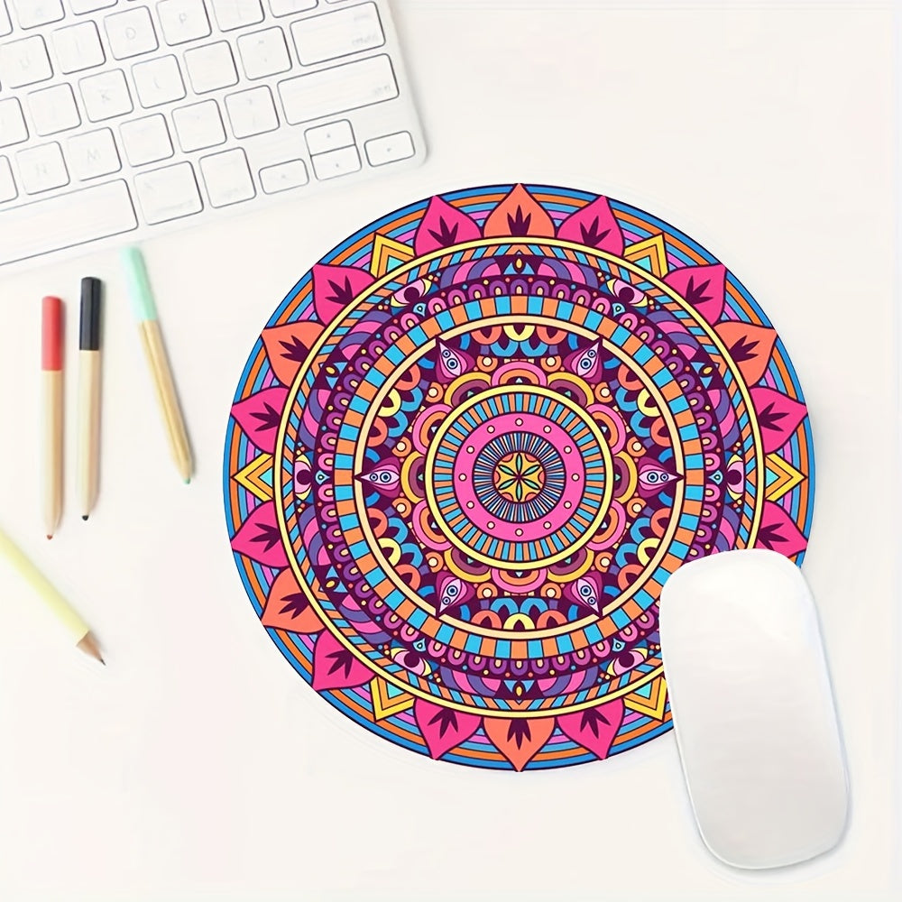 Floral Patterns Mouse Pad Round Non-slip Rubber Mouse Mat