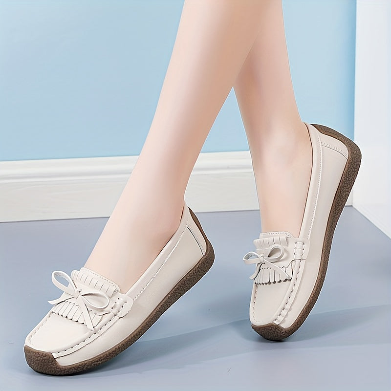 Women's Bowknot Decor Loafers Slip On Lightweight Low Top Loafers