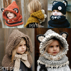 Hand-Woven Grey Fox Hat for Children 2-5 Years