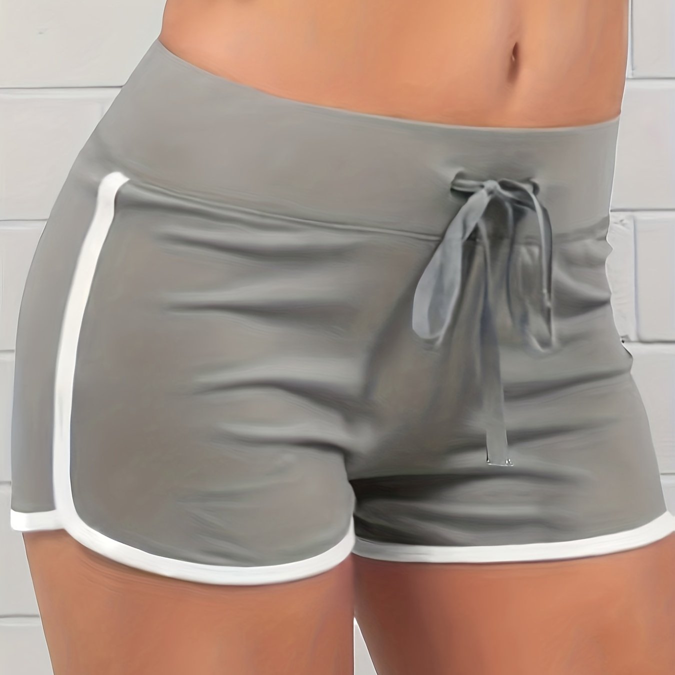  Drawstring Contrast Trim Stretch Shorts