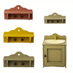 European Style Wooden Bathroom Wall Hangers Mini Shooting Props