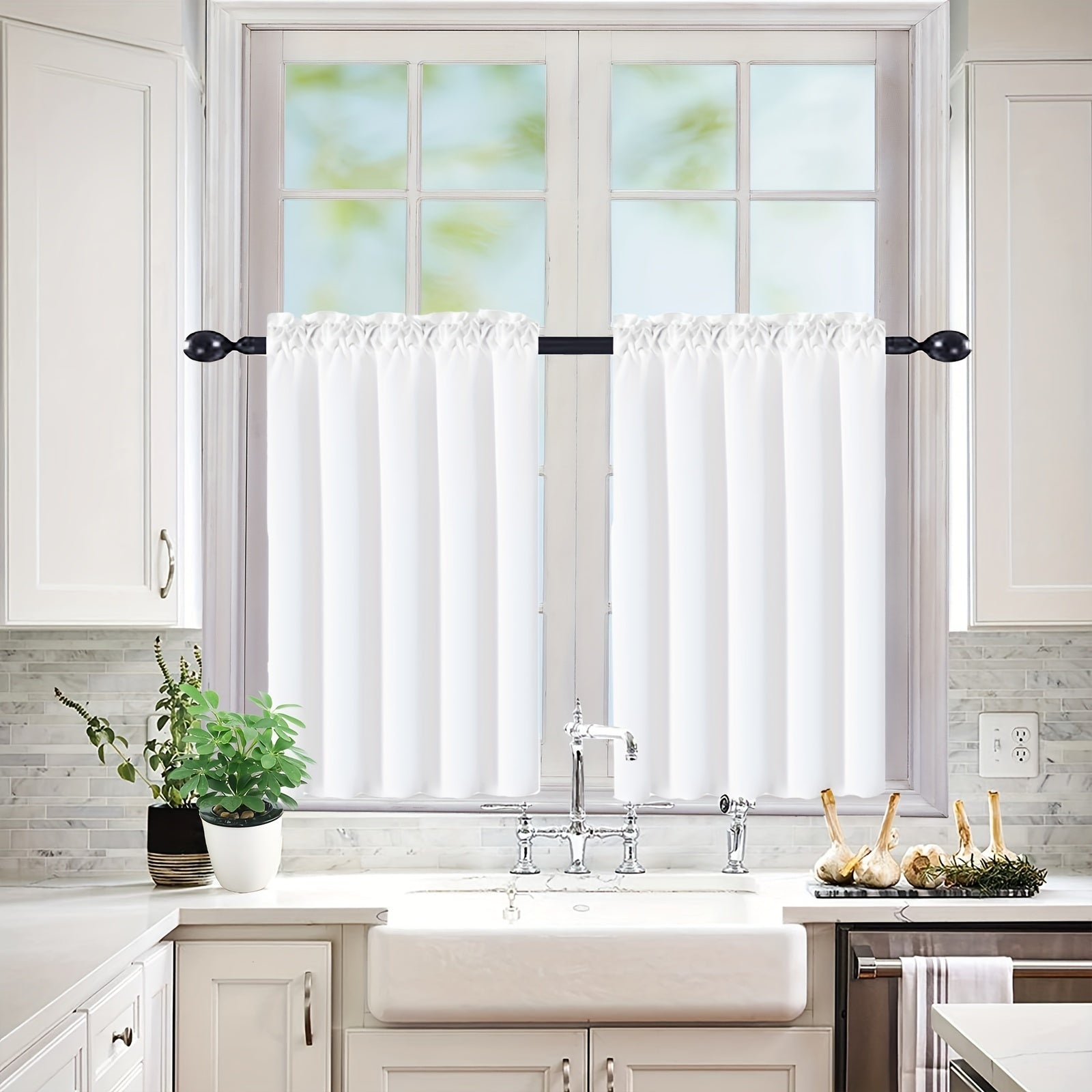 Soft Cafe Curtain Tiers Light Filtering for Kitchen