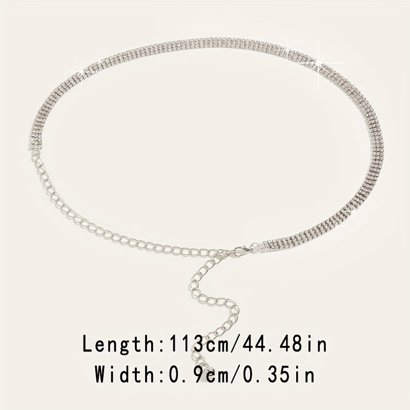 Sparkling Rhinestone Waist Chain for Women - Elegant Dress Girdle Belt