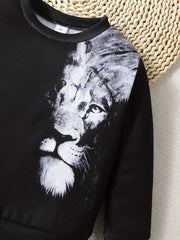 Lion 3D Pattern Kid's Sweatshirt Long Sleeve Top For Fall Winter