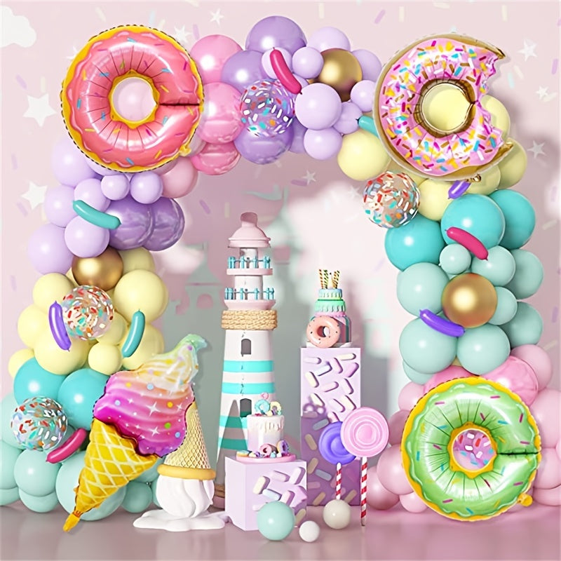 139pcs Pastel Donut Balloon Garland Arch Set Sweet One Birthday Party Decoration