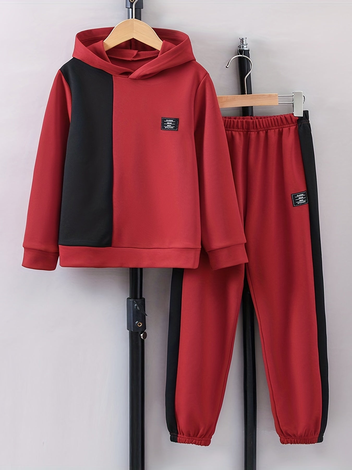 Boy's Clash Hoodie & Sweatpants Set Long Sleeve Top for Spring Fall