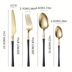 24pcs Stainless Steel Cutlery Set for Dining, Steak, Dessert, Kitchen