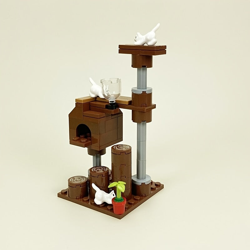 City Cattery Building Blocks Toys MOC Cats House Farm DIY Blocks Gift