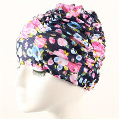 Pleated Swim Caps for Men Women Large Head Long Short Hair Bathing Cap