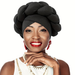 Braid Twist Big Turban Cap Solid Head Wrap Stylish Hijab Head Scarf Women