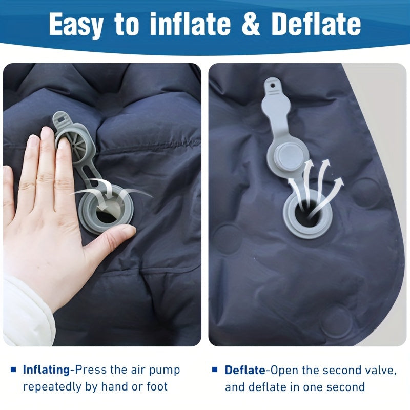 Camping Double Inflatable Mattress with Built-in Pillow
