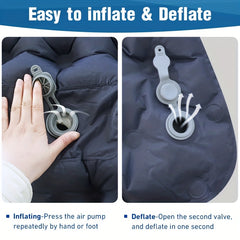 Camping Double Inflatable Mattress with Built-in Pillow