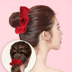 10pcs Velvet Solid Scrunchies Fuzzy Hair Tie Hair Ring Ponytail Holder