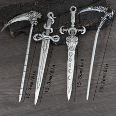 Witch Reaper Skull Hairpin Moon Sword Hair Stick Vintage Snake Sword Hair Clip