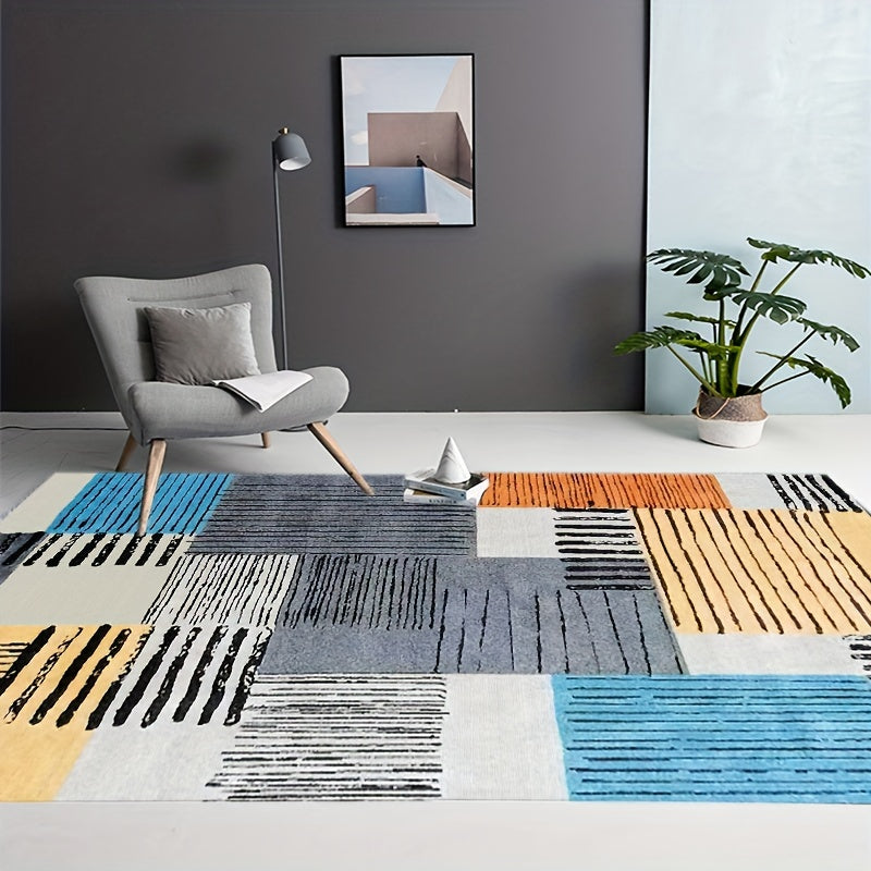 Colorful Checkered Large Area Carpet Non Slip Backing