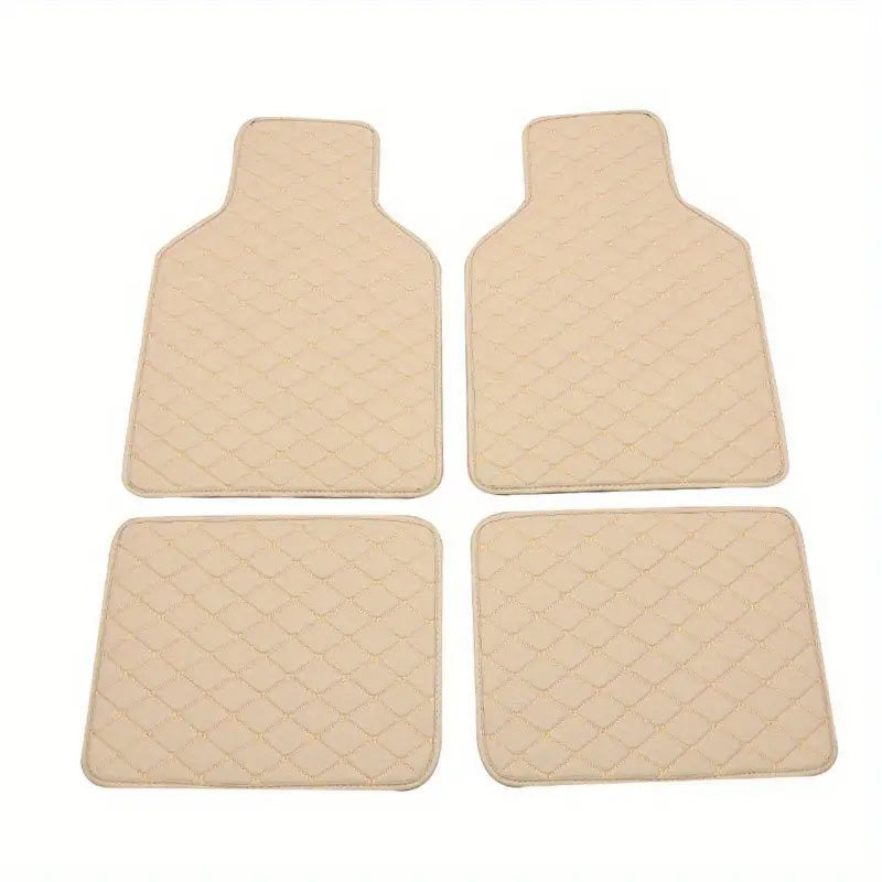4pcs Waterproof Car Floor Mats Front & Rear Leather Car Carpet
