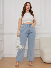  Ripped High Rise Straight Leg Jeans
