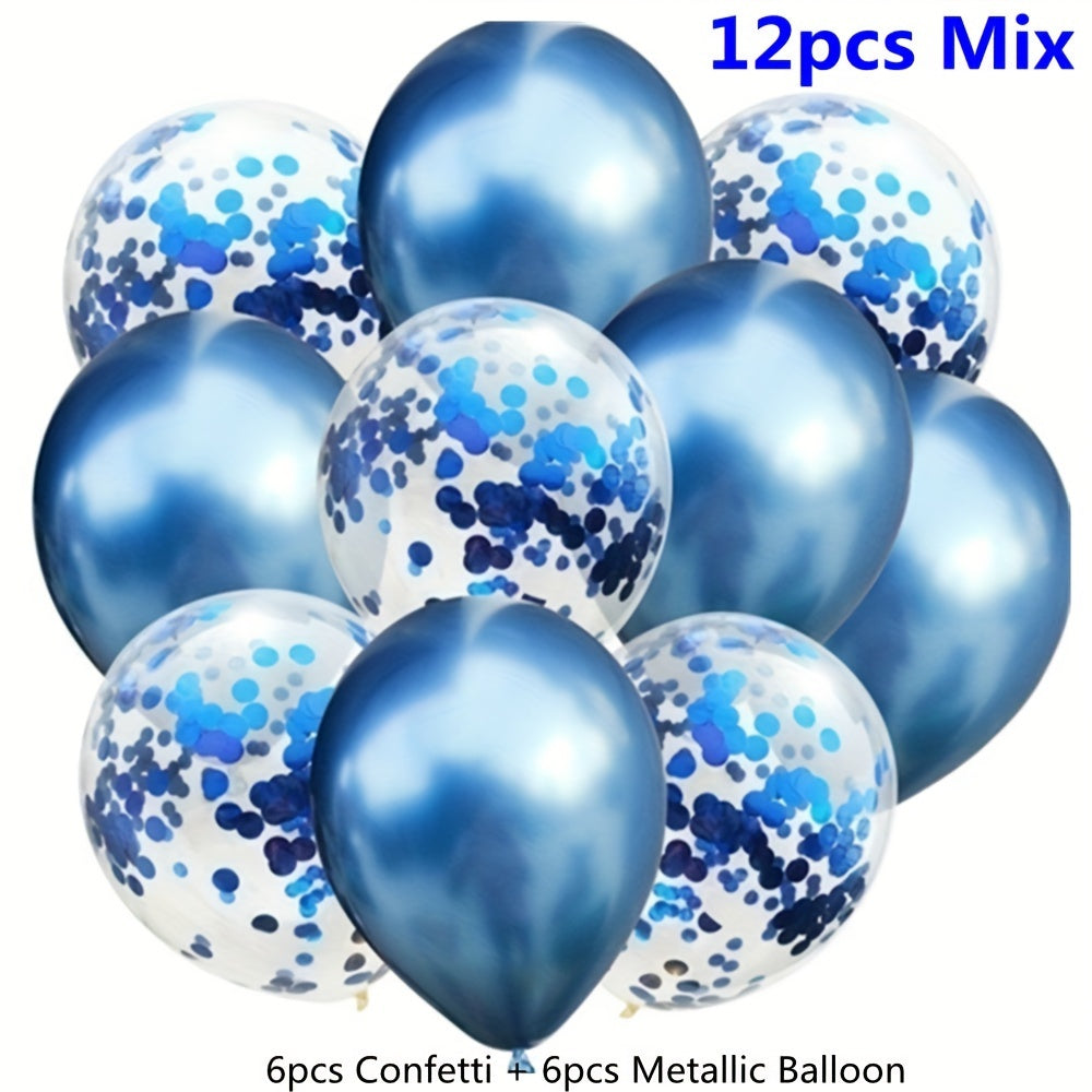 24pcs Mixed Golden Confetti Balloons Birthday Party Decoration Metallic Balloon