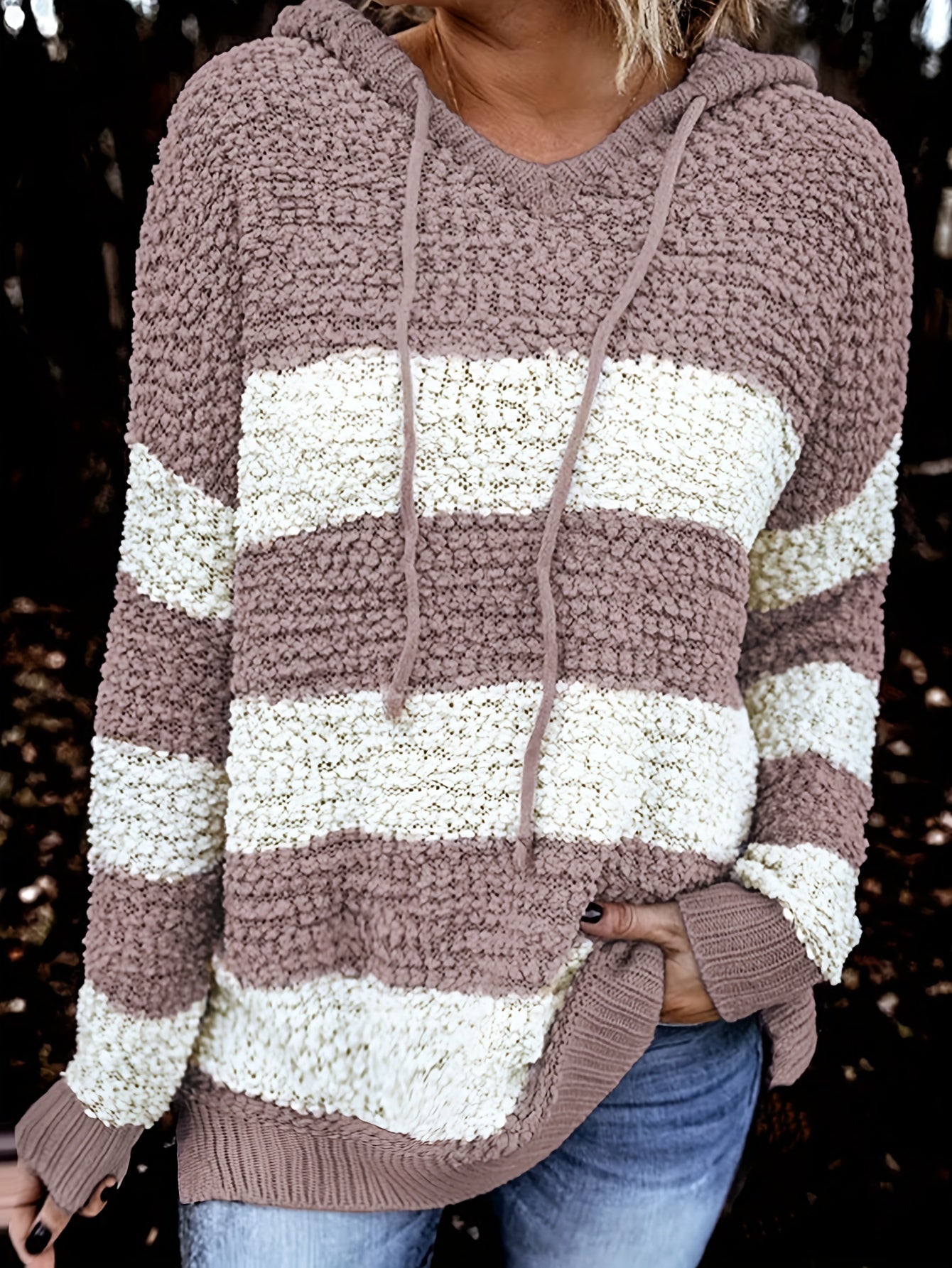  Colorblock Hooded Sweater Long Sleeve